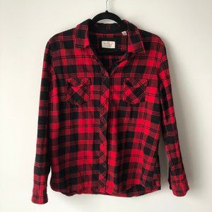 David Peyser Plaid Red & Black Button Down Shirt